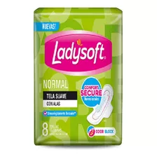 Toallitas Femeninas Ladysoft Normal Tela Suave X 8 Und(9739)