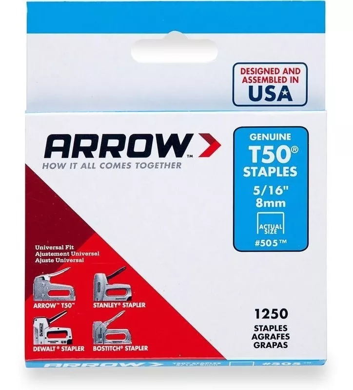 Grapas Arrow T50 5/16 (8mm) Caja 1250 Unidades 50524sp