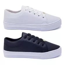 2 Pares Tênis Feminino Casual Básico Confortável Leve K129