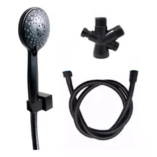 Kit Ducha Regadera Telefono Modulable Negro Mate Accesorios