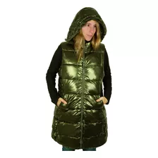 Chaleco Largo Campera Puffer Mujer Abrigo C/ Piel Importado