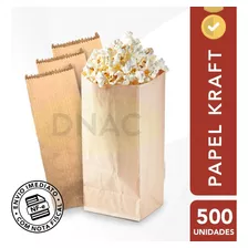 Saco De Papel Kraft Pardo Mix Para Pipoca 1kg Com 500un