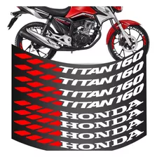 Kit 8 Adesivo Roda Titan 160 Grande Moto Vermelho Colante