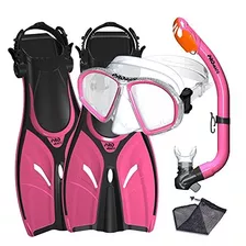 Promate Junior Mask Fins Snorkel Set Para Niños, Rosa, Peque