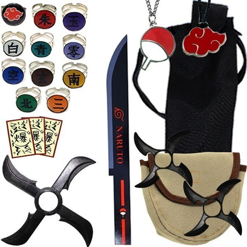 Mega Kit Naruto C/ Manto Akatsuki + 20 Itens Cosplay Geek