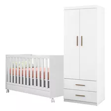 Roupeiro Infantil Chiara Com Berço Branco Phoenix Baby