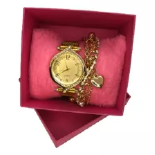 Relógio Feminino Dourado Imã Delicado + Caixa E Pulseira