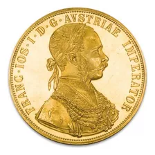 Moeda Áustrica 4 Ducados, 1915, Ouro 986 23.75k 13,96 Gramas