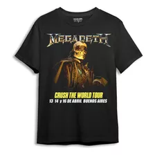 Remera Megadeth Crush Tour Argentina 2024 Fecha 100% Algodon