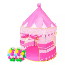 Barraca Infantil Castelo Dobrável 100 Bolinhas Menino Menina Cor Rosa