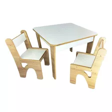 Conjunto Mesa Infantil Madeira Resistente 2 Cadeiras Até 75k