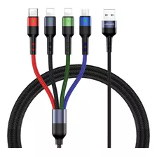 Cable Nylon Usb A 4 Usb C Colores 1.2 Metros