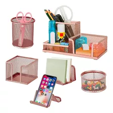 Set Organizador De Escritorio Malla 6pcs Accesorios Oficina