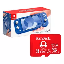 Consola Nintendo Switch Lite Azul + Micro Sdxc De128 Gb