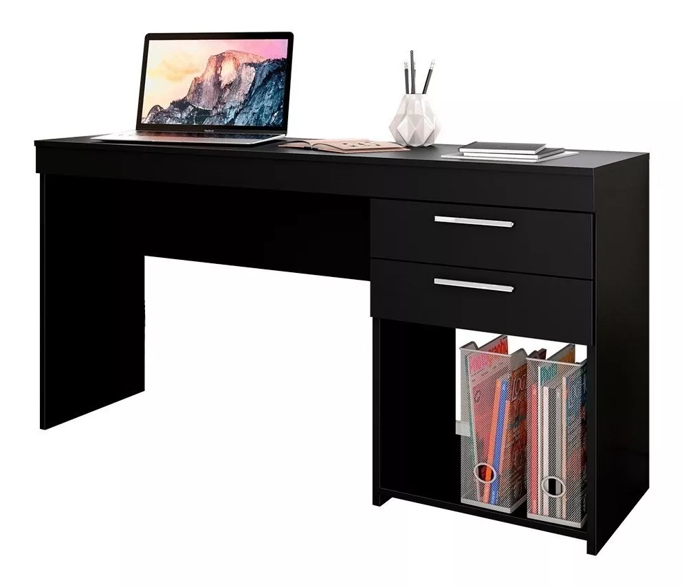 Escrivaninha Notável Móveis Mesa Office 2 Gavetas Mdp De 1210mm X 760mm X 410mm Preto
