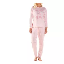 Pijama Manga Longa C/ Calça Meia Malha Feminino Macia Pzama