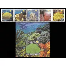 Fauna - Corales - Barbados - Serie + Block Mint