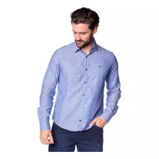 Camisa Masculina Mx72 Manga Longa Linho Azul