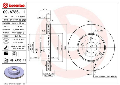 Disco Brembo M Benz C-class 07-14 Par D 09.a736.11 Foto 2