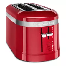 Tostadora Kitchenaid Eléctrica 4 Panes Boca Ancha Descongela Color Rojo