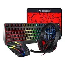 Kit Teclado + Mouse + Audifonos + Mousepad Iluminado