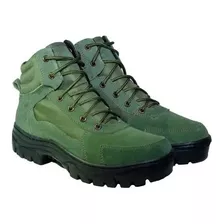 Borcegui Caña Corta Tactico Cordura Y Cuero Gamuza Verde