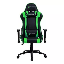 Silla De Escritorio Hype Legend Hero Gamer Ergonómica Negra Y Verde Con Tapizado De Cuero Sintético