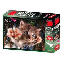 Quebra Cabeça Puzzle Super 3d Gato 500 Peças Multikids