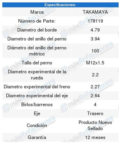 Maza Rueda Trasera Para Kia Sephia Foto 2