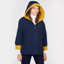 Campera Mujer Impermeable Con Capucha Reversible 19139