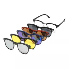 Armazones Lentes Gafas Con 5 En 1 Micas Para El Sol Clip On