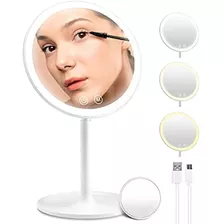 Espejo De Maquillaje Led Recargable Con Luces Iluminación De