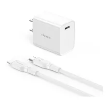 Mcdodo Cargador Para iPhone 20w Carga Rapida Tipo C + Cable Color Blanco