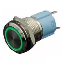 Interruptor Pulsador De Lujo Luz Verde 16mm Metálico 12vdc 