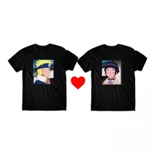 Kit Camisetas Naruto Hinata Casal Namorados Blusa Metadinha