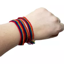 12 Pulseira Arco Iris Lgbt Amizade Colorido Pano Tornozelera