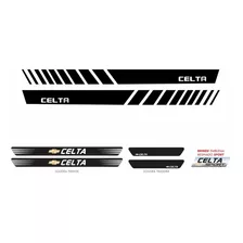 Kit Adesivo Chevrolet Celta Faixa Lateral + Soleira Kit18
