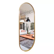 Espelho Oval Pinterest Corpo Inteiro Quarto Closet 160x60cm Moldura Dourado