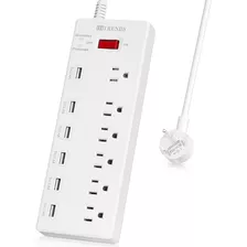 Enchufe Inteligente Marca Hitrends 6 Tomas/3 Usb/blanco