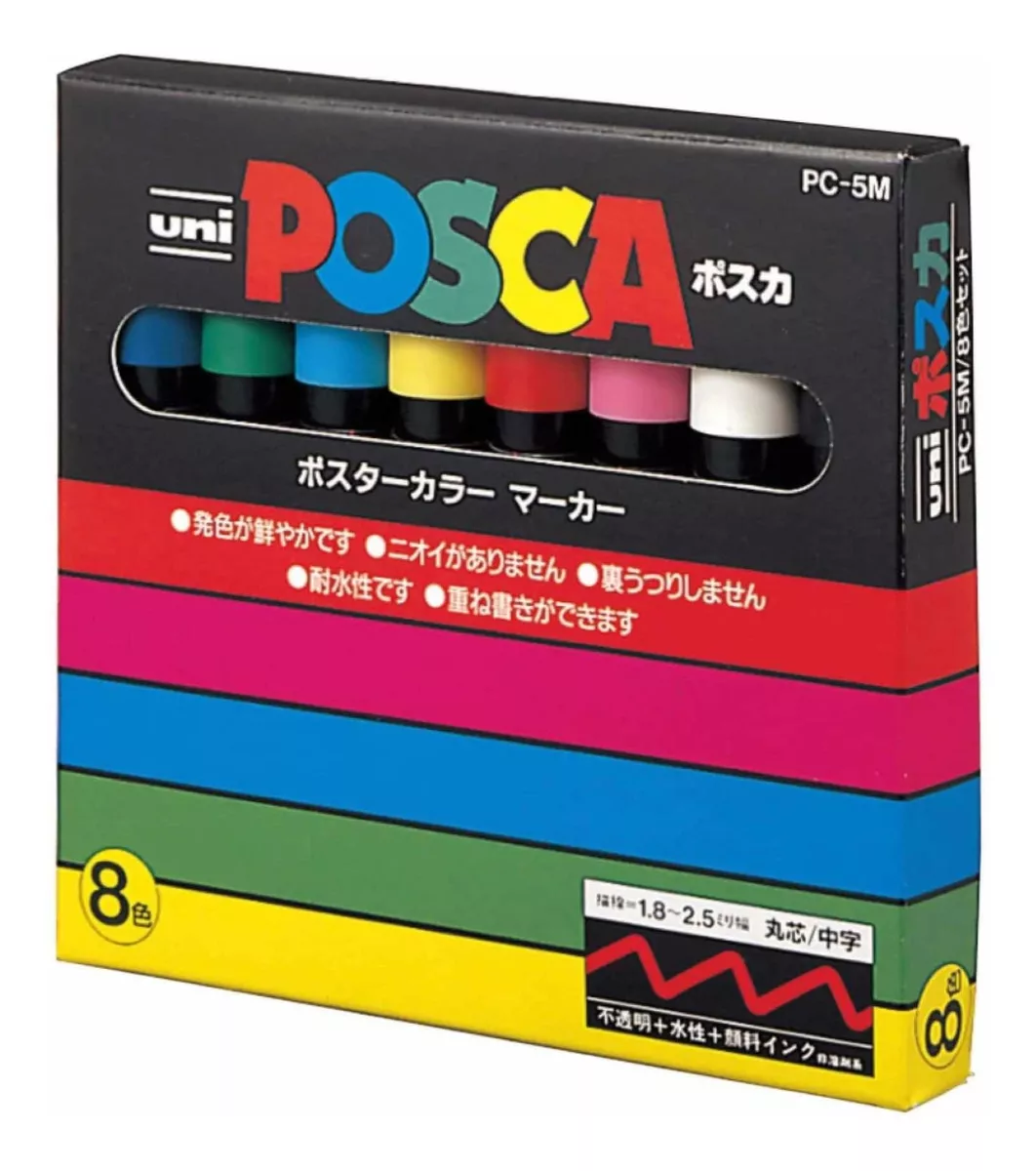 Set Marcadores Posca 5m 8 Colores Original Japonés - Pc 5m8c