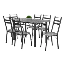 Conjunto De Mesa Itália 6 Cadeiras Com 1,40m Granito/dark
