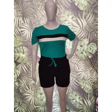 Conjunto Shorts E Cropped Bengaline Plus Size Grande Exg