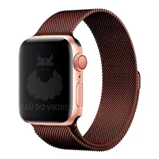 Pulseira Aço Milanês Milanese P/ Apple Watch 42mm 38mm 44mm Cor Marrom-café Largura 40 Mm