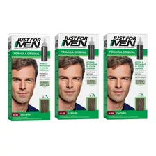 Pack X3 Just For Men Tintura Shampoo Castaño