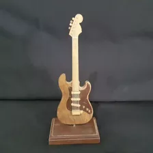 Miniatura Antiga Madeira Guitarra Pedestal 21x7x2,5cm Rarid