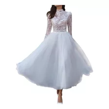 D7 Vestido Para Mujer, Encaje, Malla, Corte Ajustado, Cuello