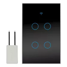 Interruptor Inteligente Wi-fi De 4 Vías Negro Sin Neutro