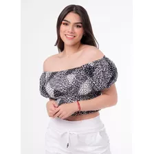 Blusa Popelina Goccos Madysom White/black