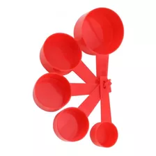 Colher De Medida Vermelha Em Plástico Cozinha Com 5 Peças