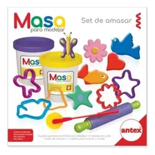 Set Masa Infantil 2 Potes Moldes Y Utensillos Antex Color Multicolor